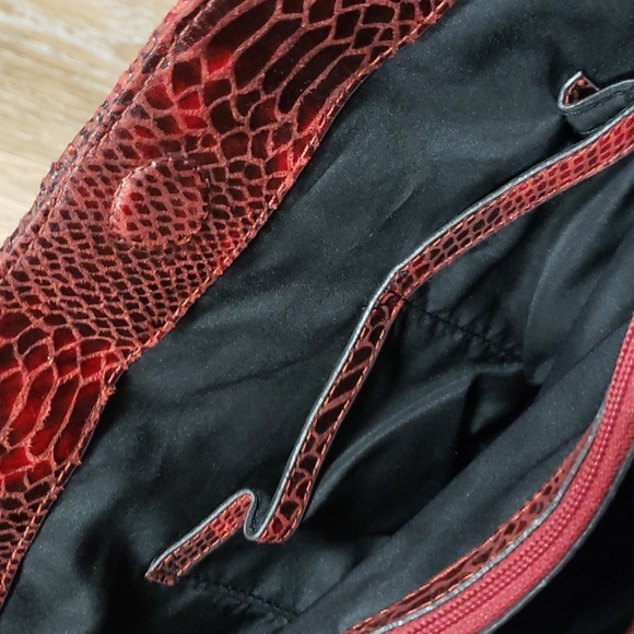 Anne Klein Reptile Textured Large Shoulder Bag / Tote Retro Soft Travel Storage - Picture 10 of 11